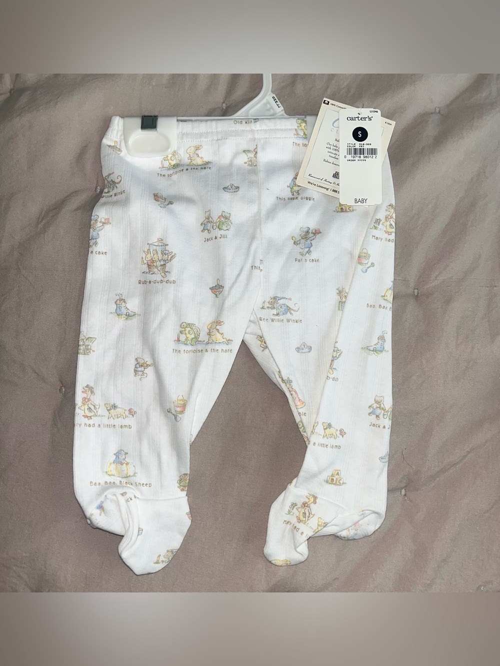 Carter's Baby White Footed One-Piece Sleepers - Nursery Rhyme Print